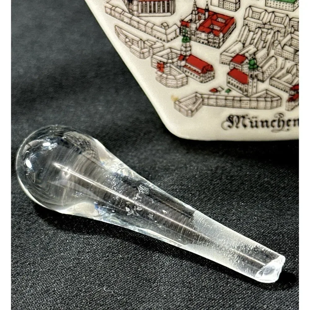 München Germany Ceramic Decanter Bottle with Map Design & Glass Stopper 6”